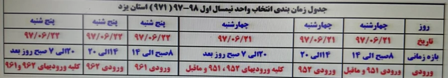 جدول زمانبندی971