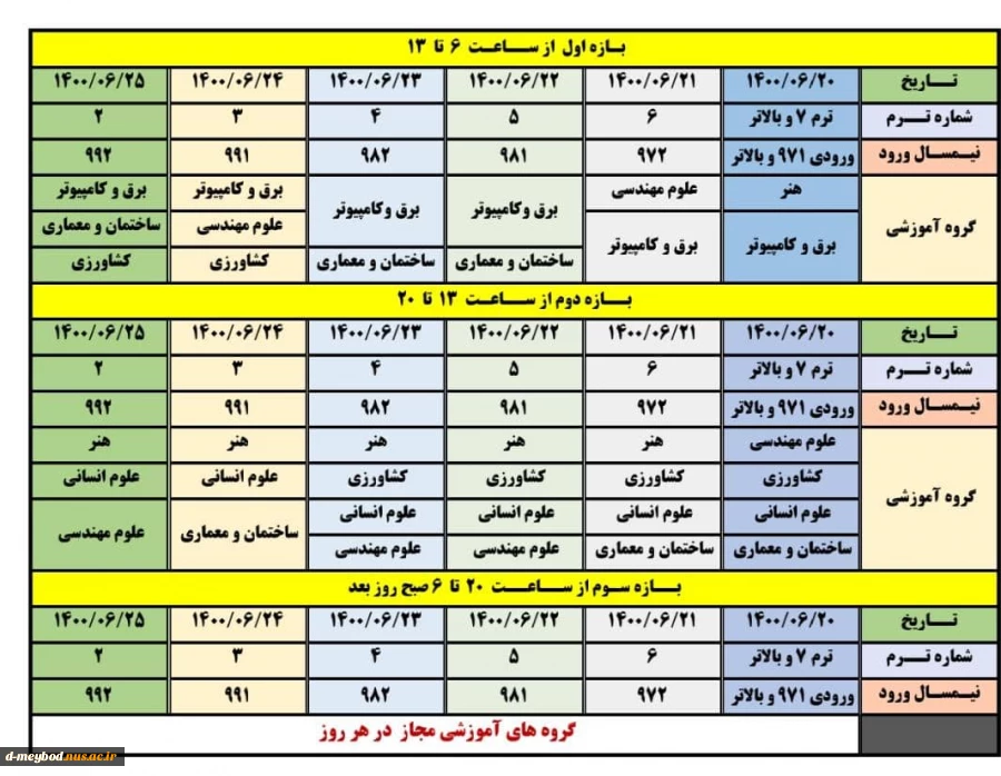 برنامه انتخاب واحد مهرماه 1400 2