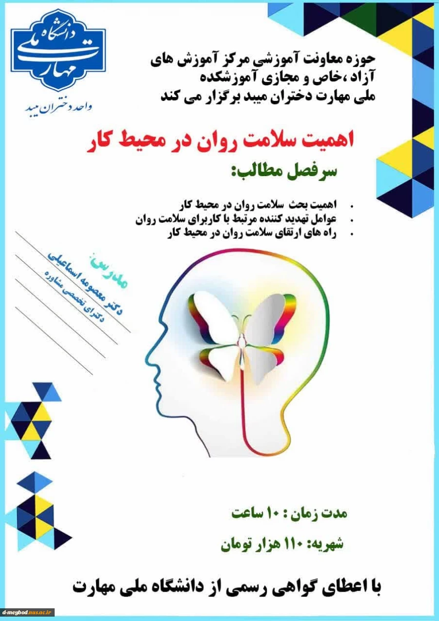 برگزاری کارگاه سلامت روان در آموزشکده ملی مهارت دختران میبد 7